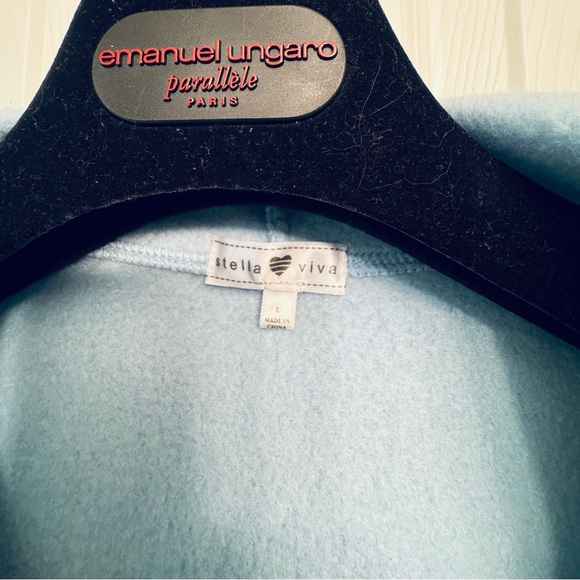 Stella🩶Viva Blue Cropped Hoodie Sweatshirt Zip Up CF Elastic Detail Sz: L - Picture 3 of 6